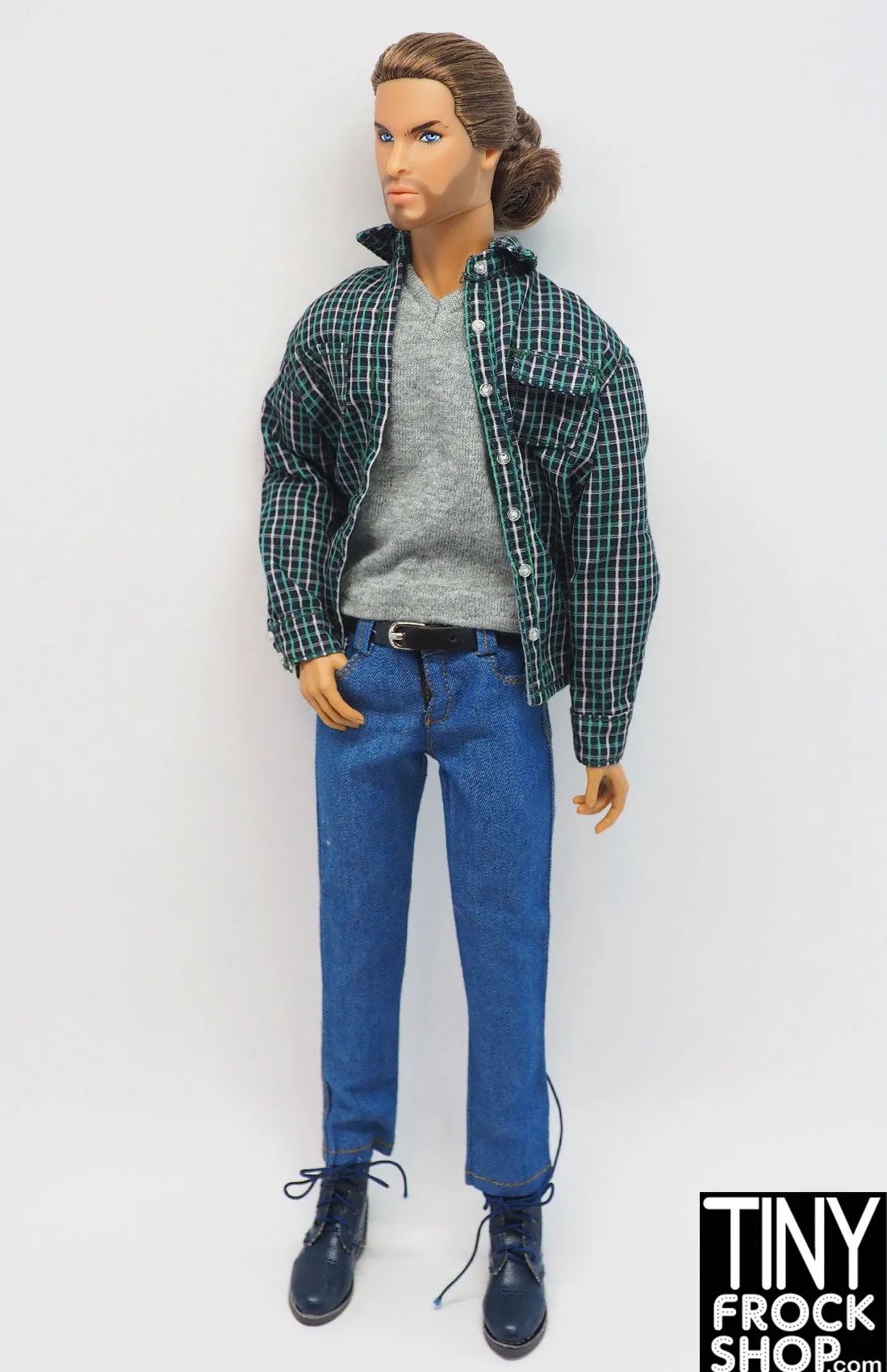 12" Male Fashion Doll Medium Blue Jeans with Separate Belt