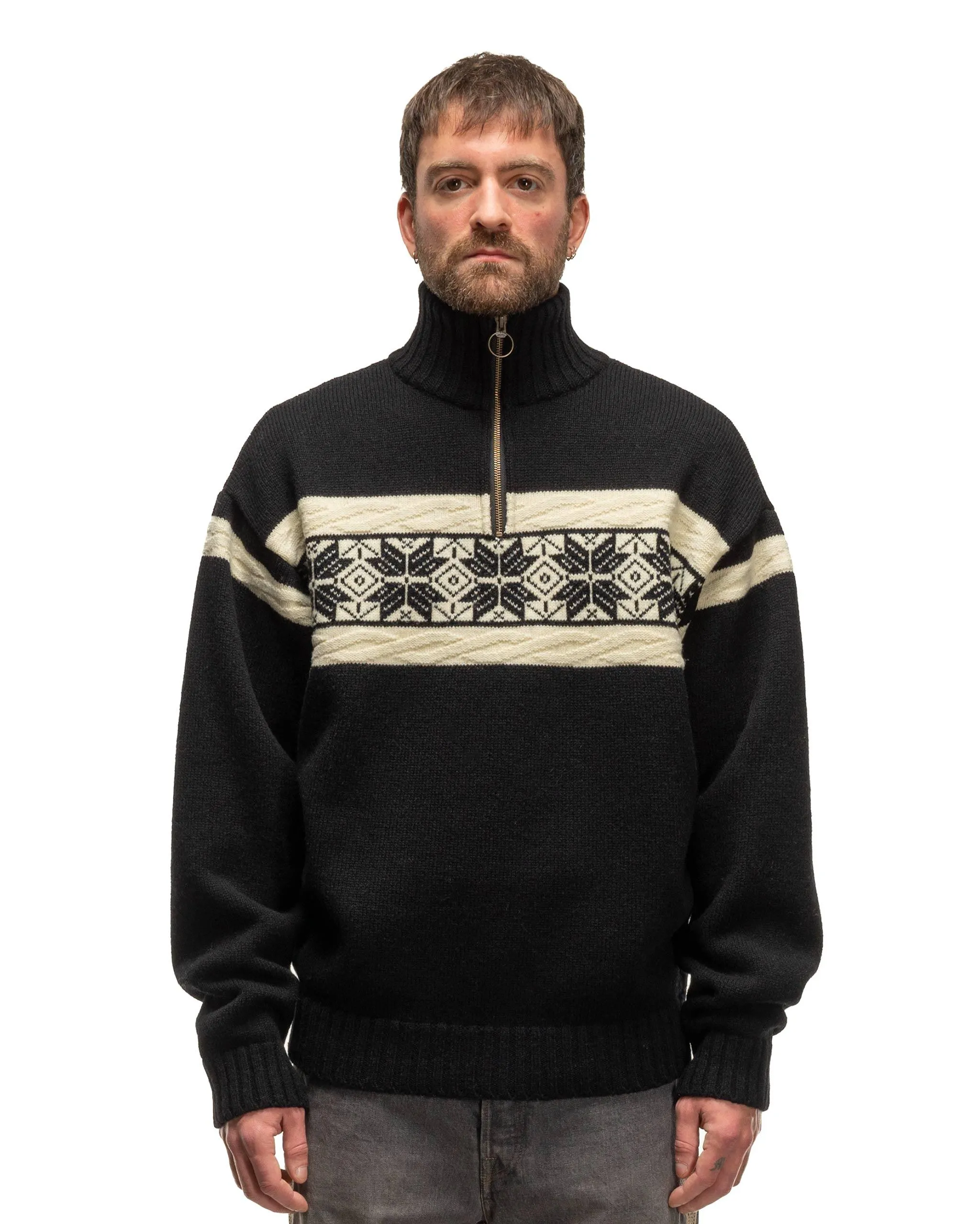 5G Wool SNOW Half ZIP Sweater Black