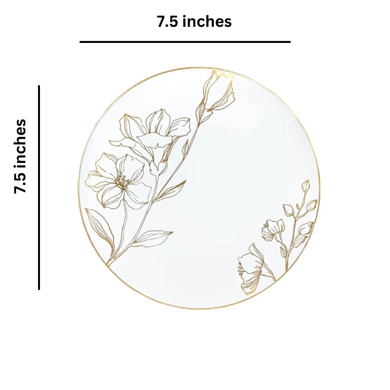 Antique Gold Floral Dinner Plates 7.5″