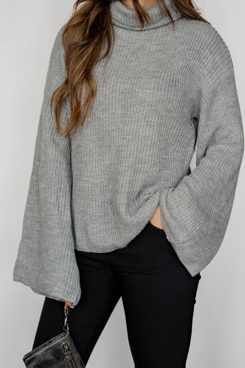 Bell Sleeve Knit Turtle Neck Sweater