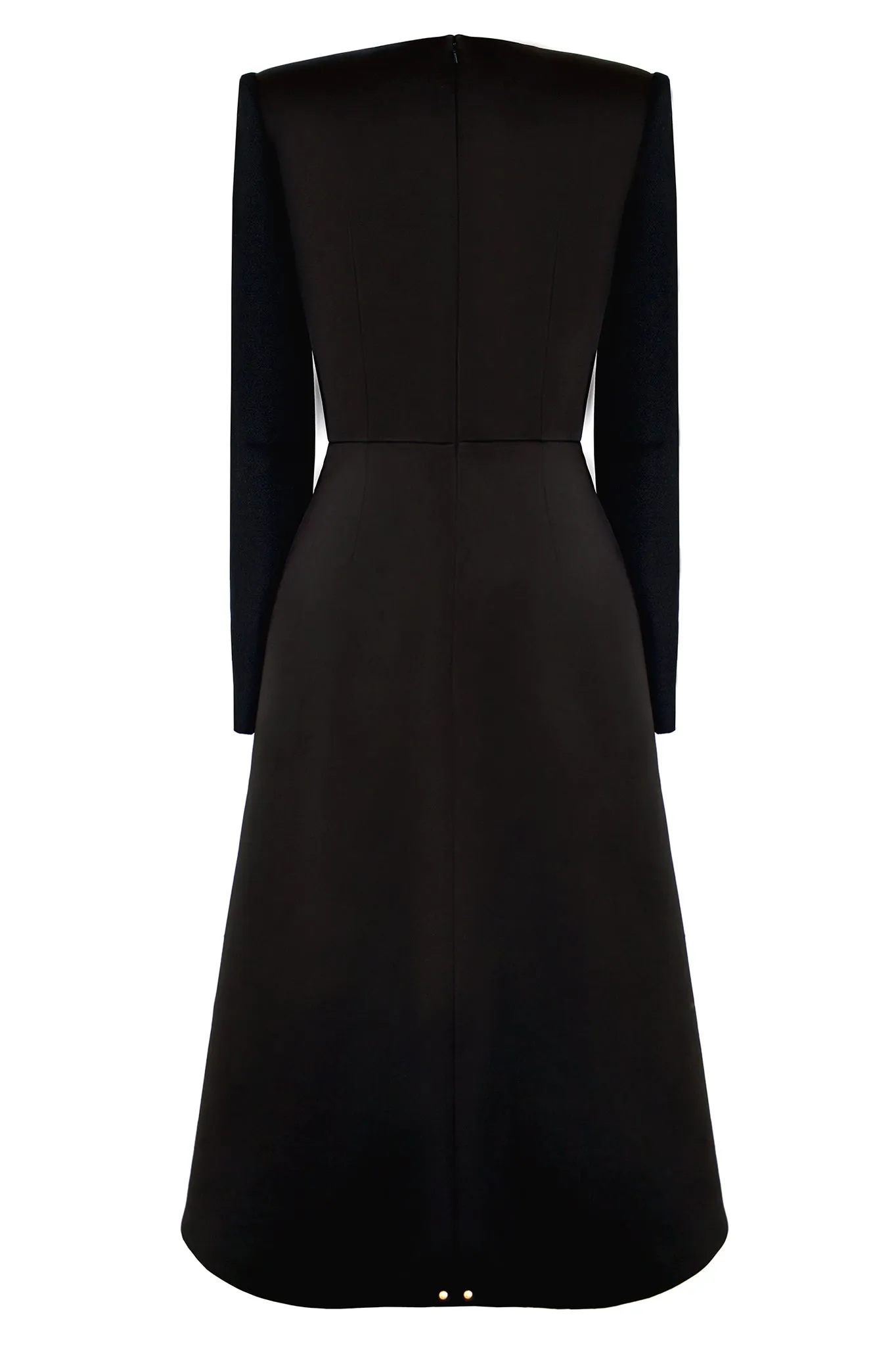 Black Wool and Satin "Contour" Dress