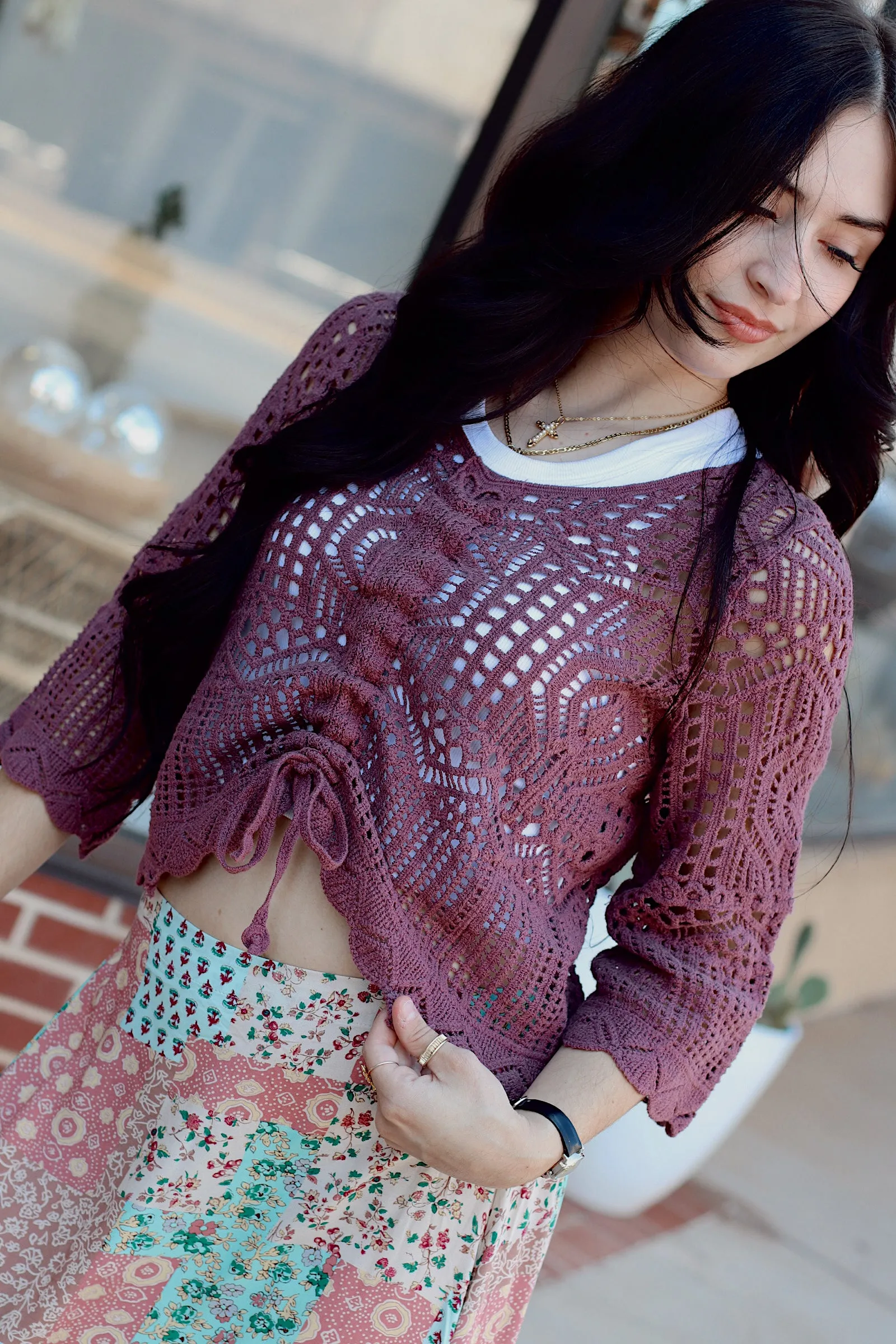 Camren Crochet Top   Purple