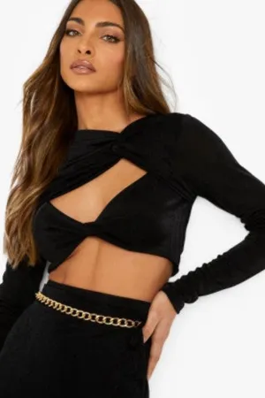 Cut Out Twist Detail Crop Top