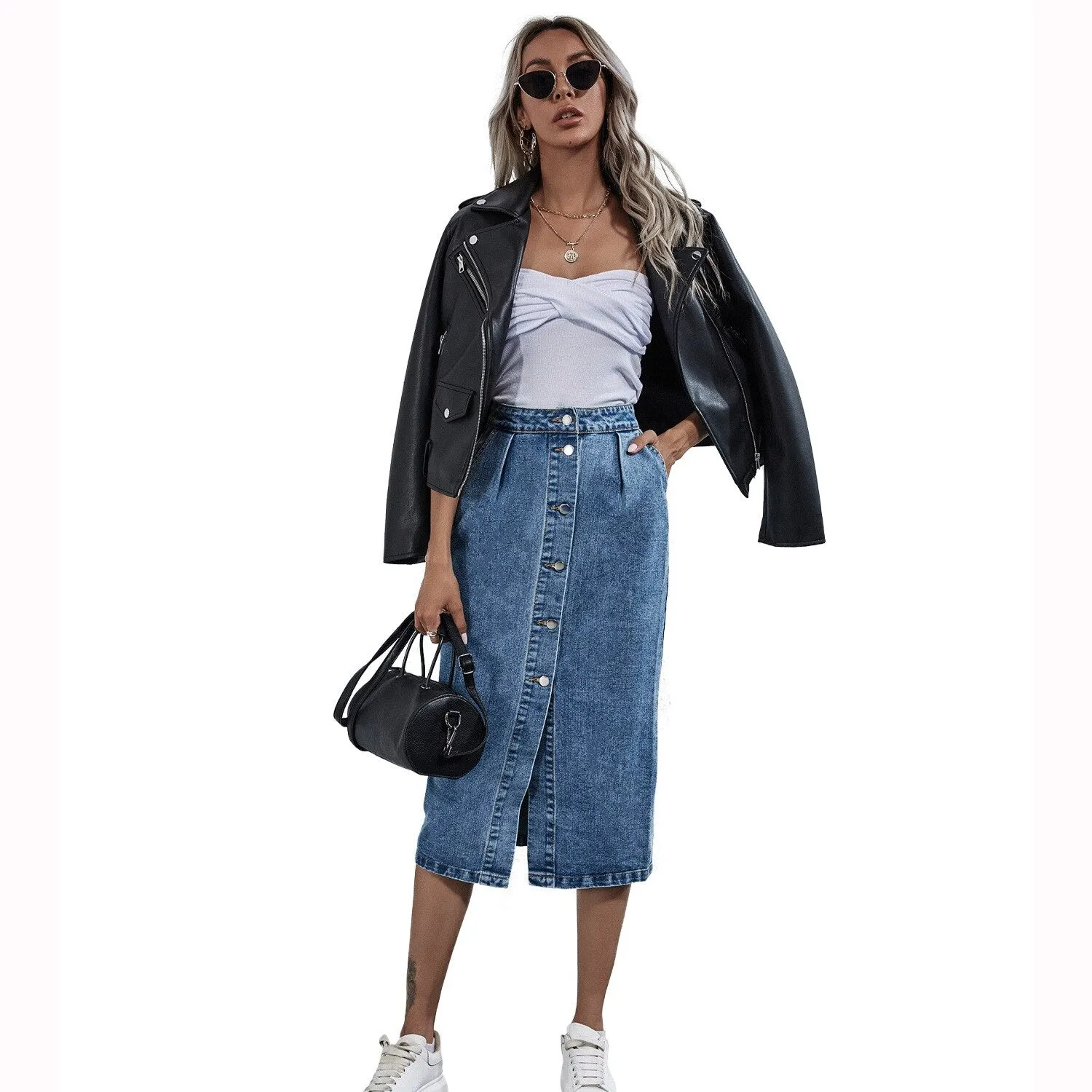 Denim High Waist with Pockets Skirt