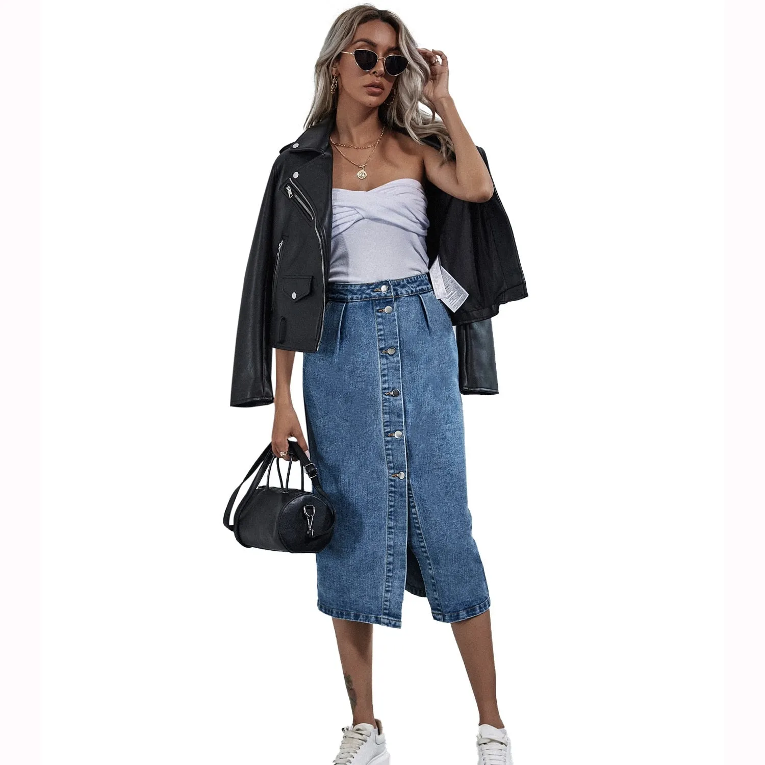 Denim High Waist with Pockets Skirt