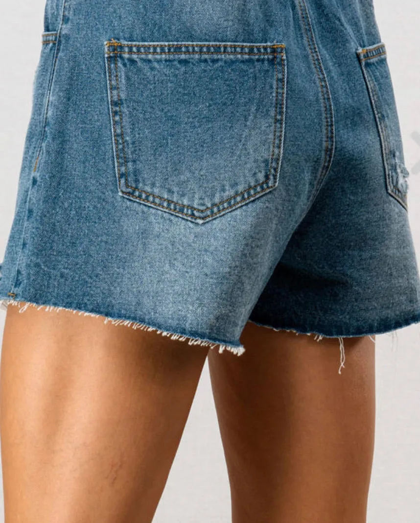 Distressed Denim Shorts