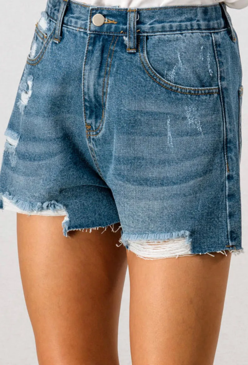 Distressed Denim Shorts