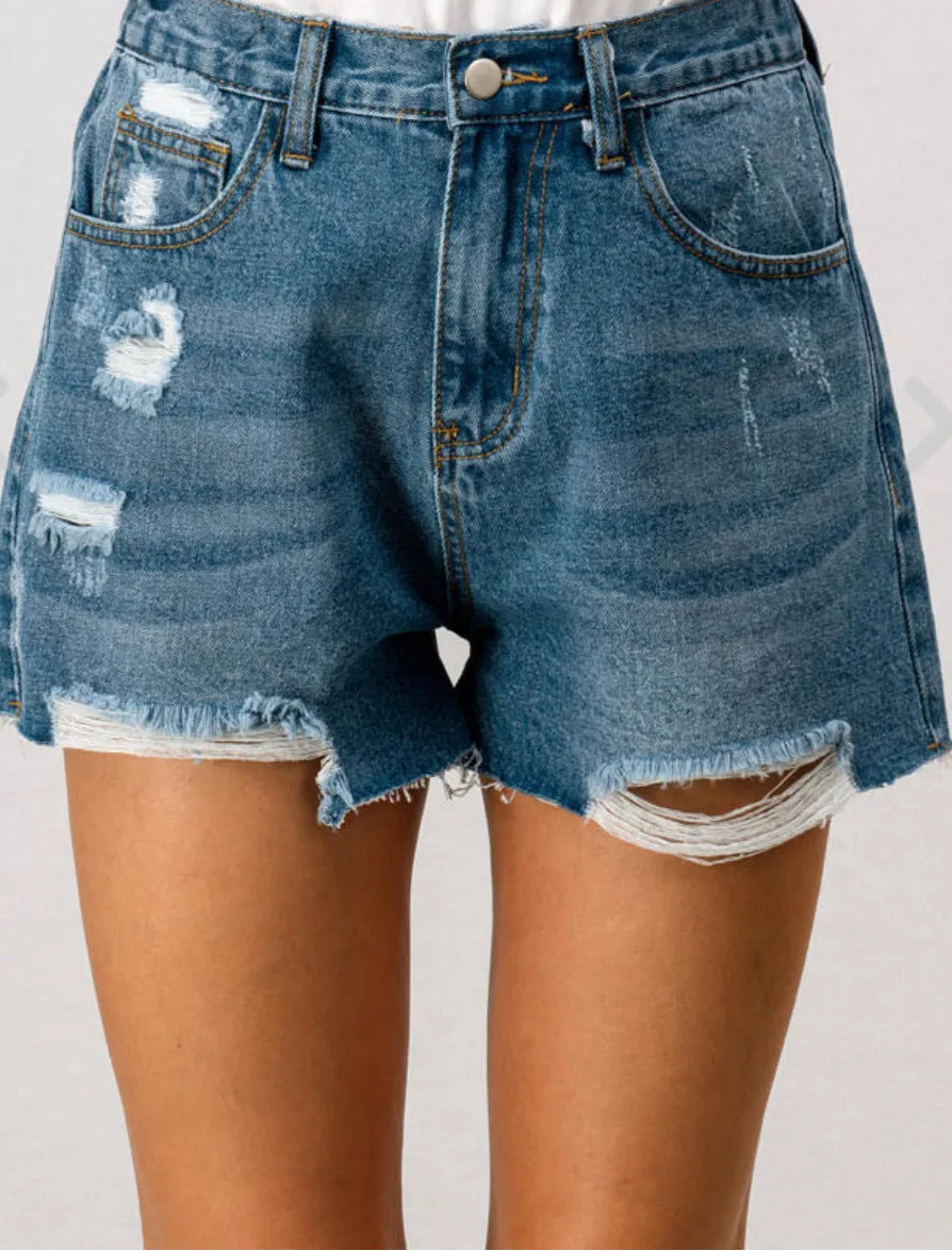 Distressed Denim Shorts