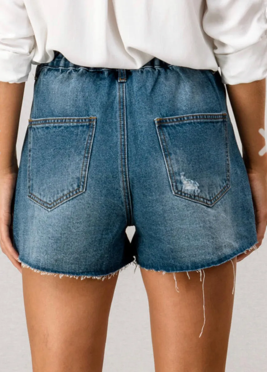 Distressed Denim Shorts