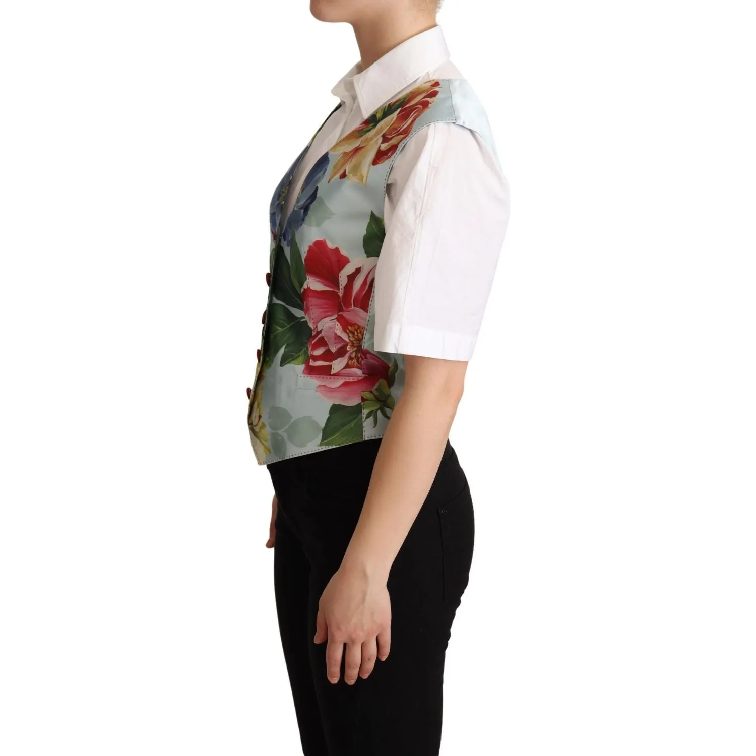 Dolce & Gabbana Elegant Floral Print Silk Waistcoat