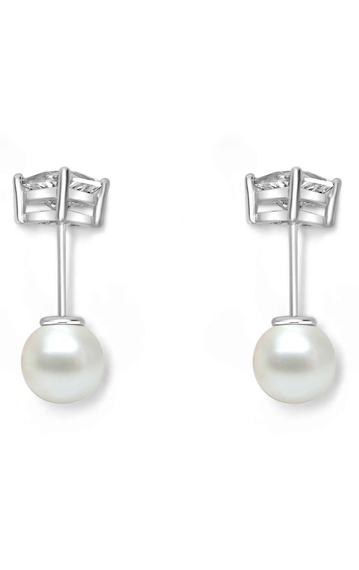 Elegant Pearl Stud Earring Silver