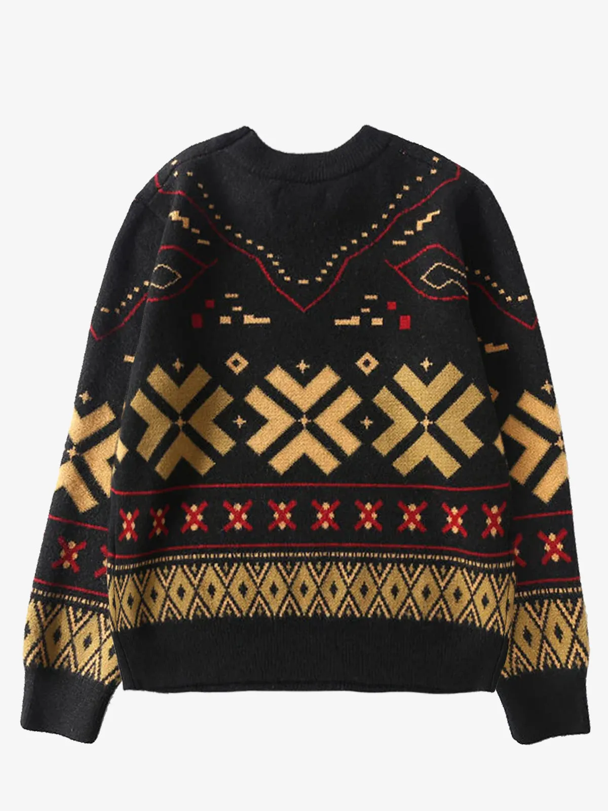 Ethnic Pattern Jacquard Woven Knitted Sweater