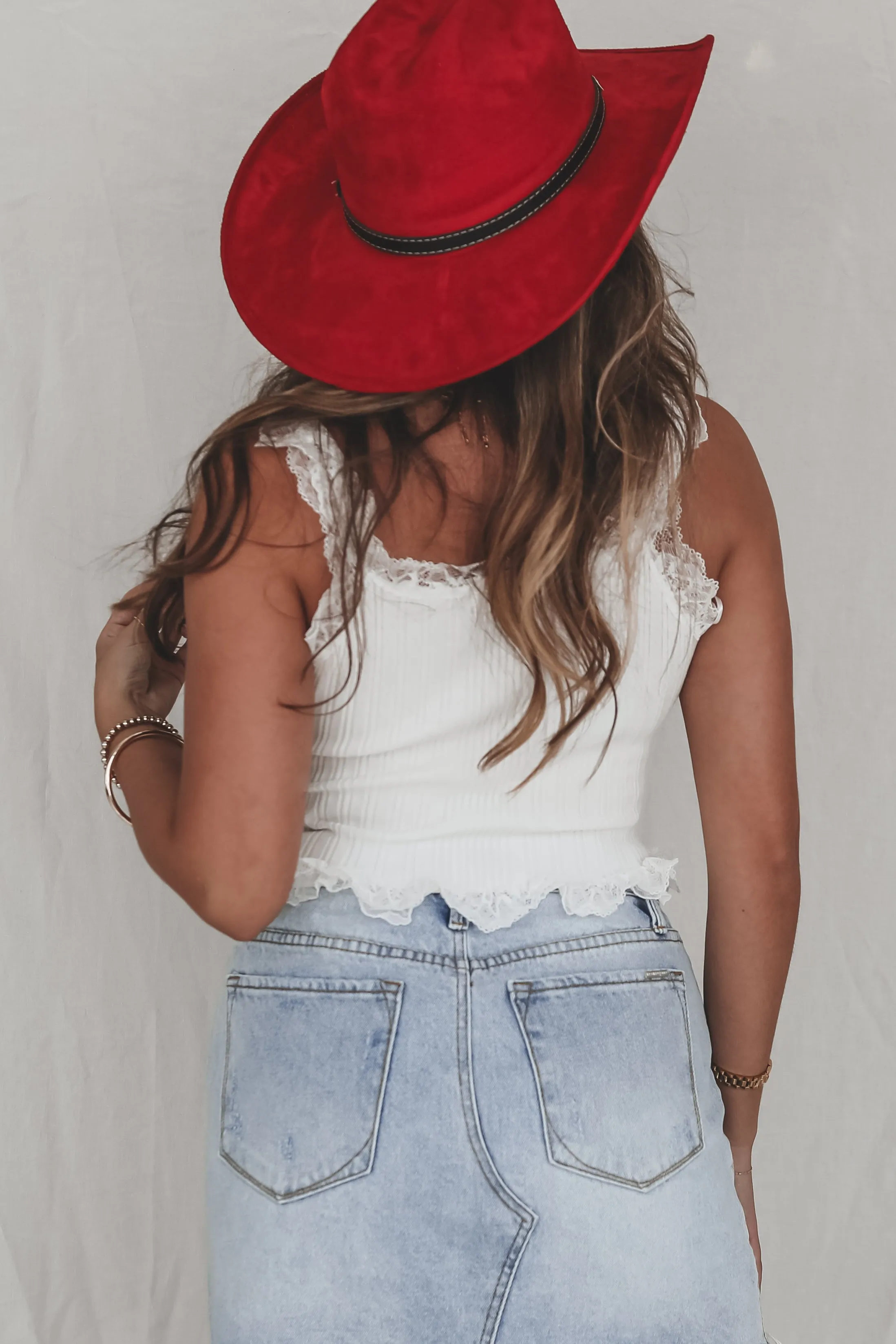 Feeling Flirty White Lace Trim Top