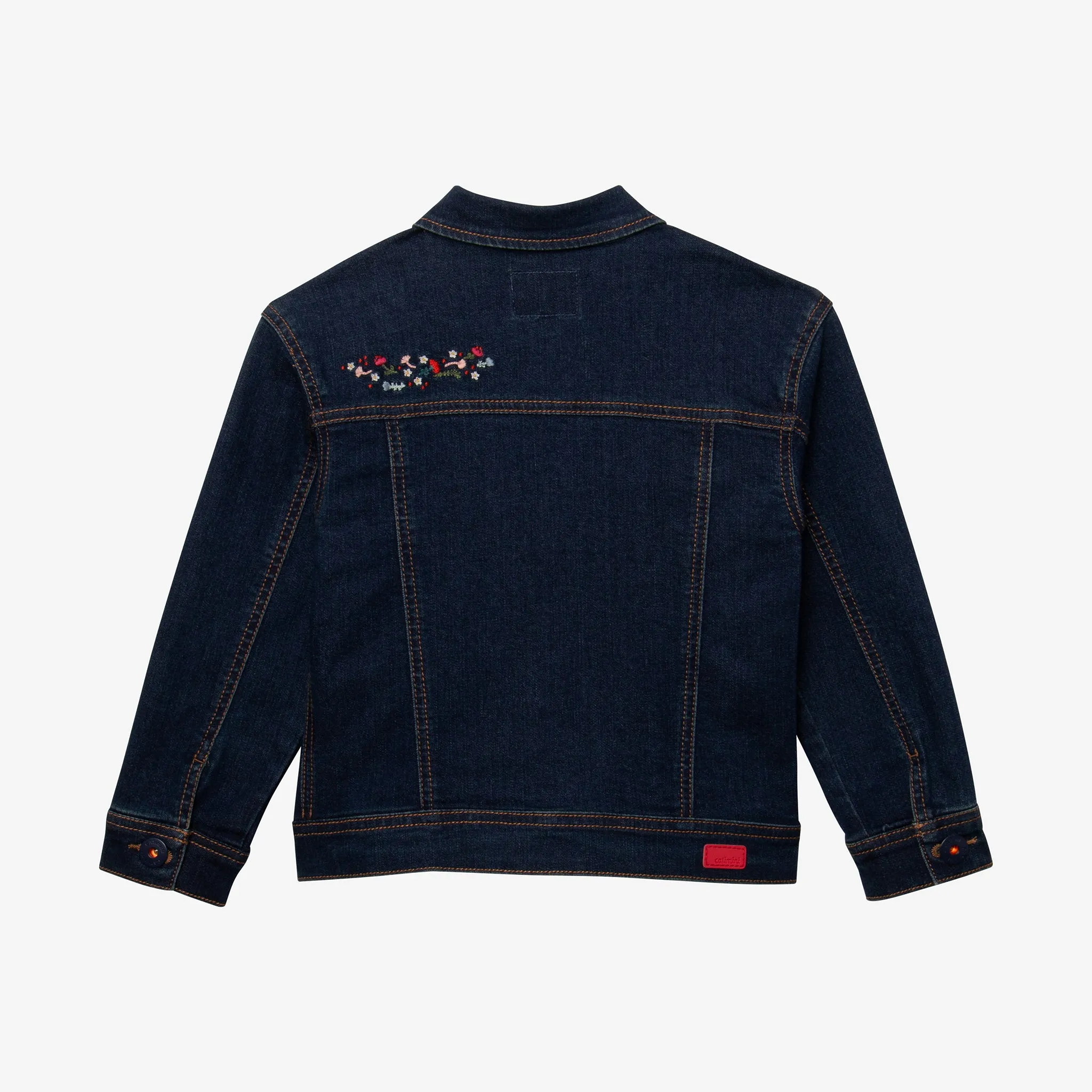 Girls' jean jacket with embroidered flowers