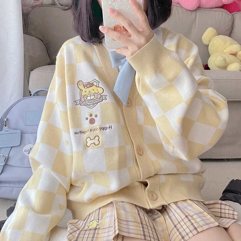 Kawaii Checkered Cardigan