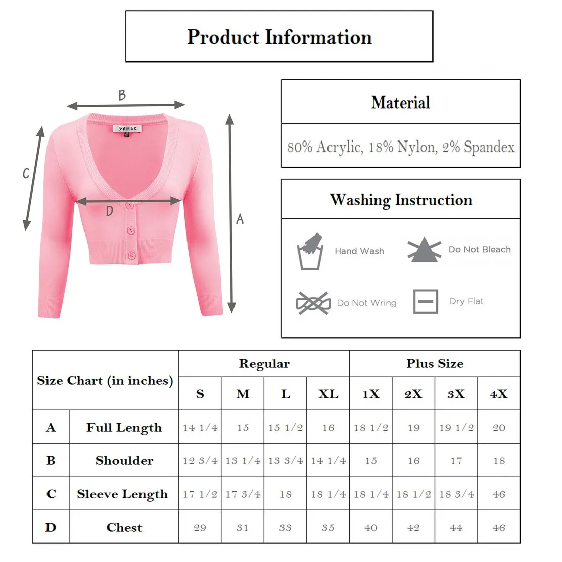 MAK Sweaters Cropped Cardigan with 3/4 Sleeves in Rose Pink