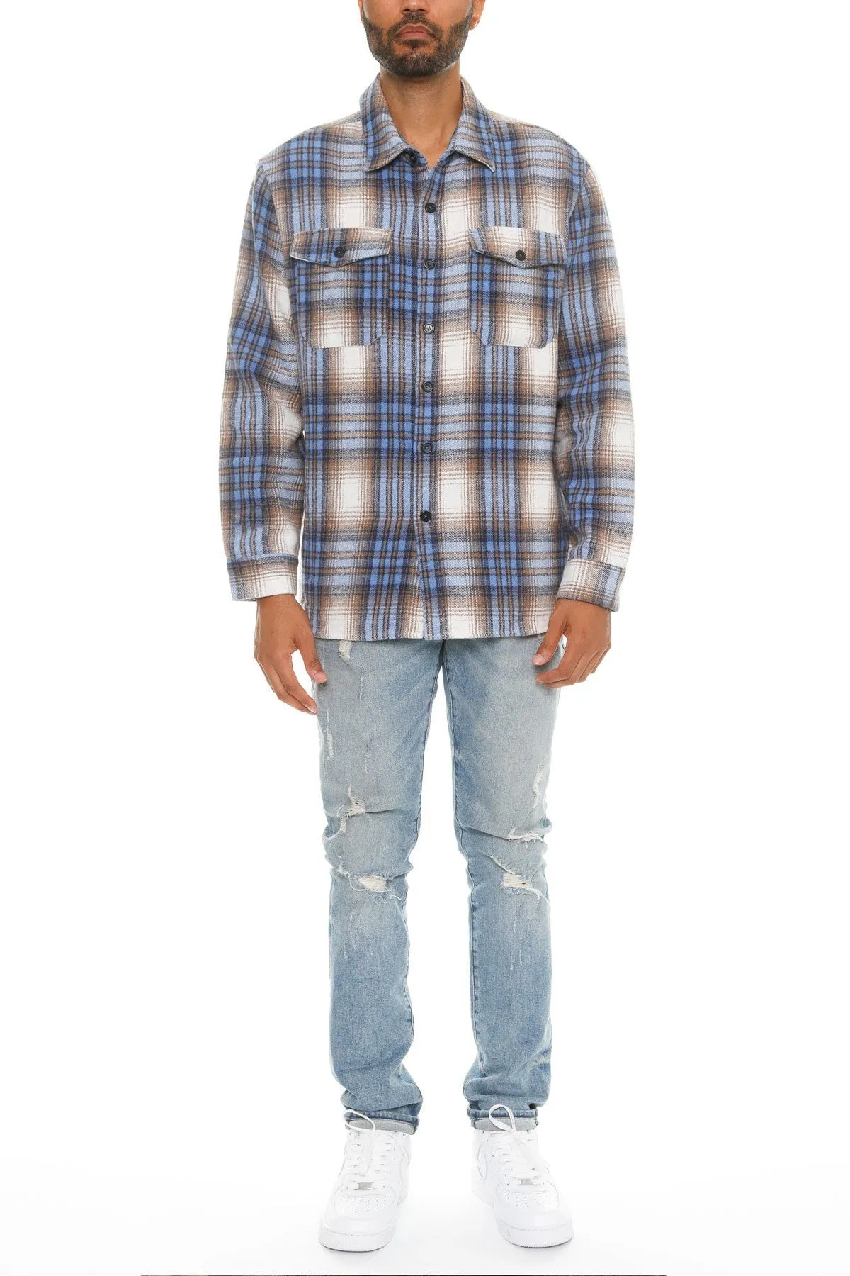 Men's Checkered Soft Flannel Shacket - 8 colors