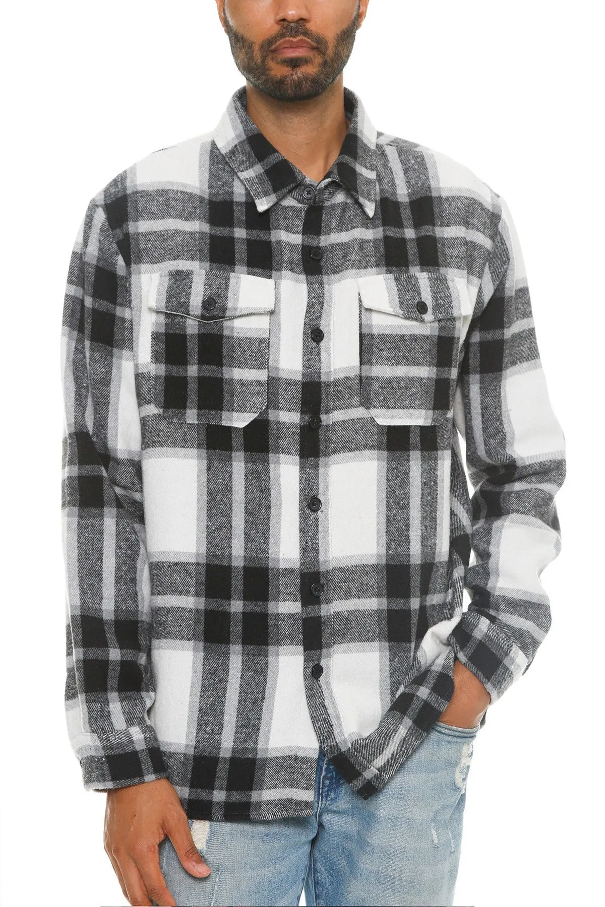 Men's Checkered Soft Flannel Shacket - 8 colors