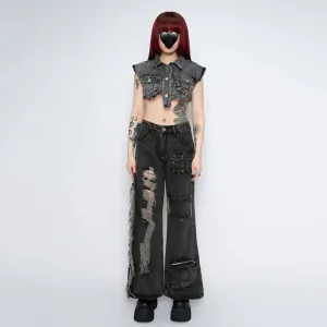 Patchwork Tassel Halloween Flare Pants