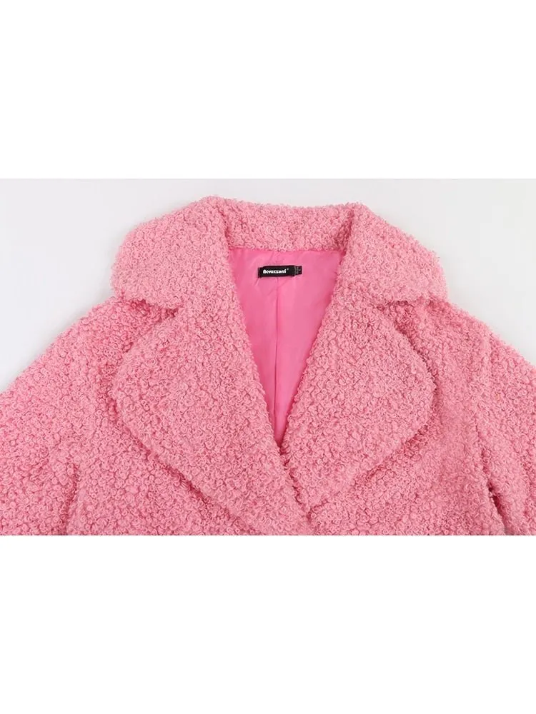 Pre Order:  Pink Fuzzy Faux Fur Jacket