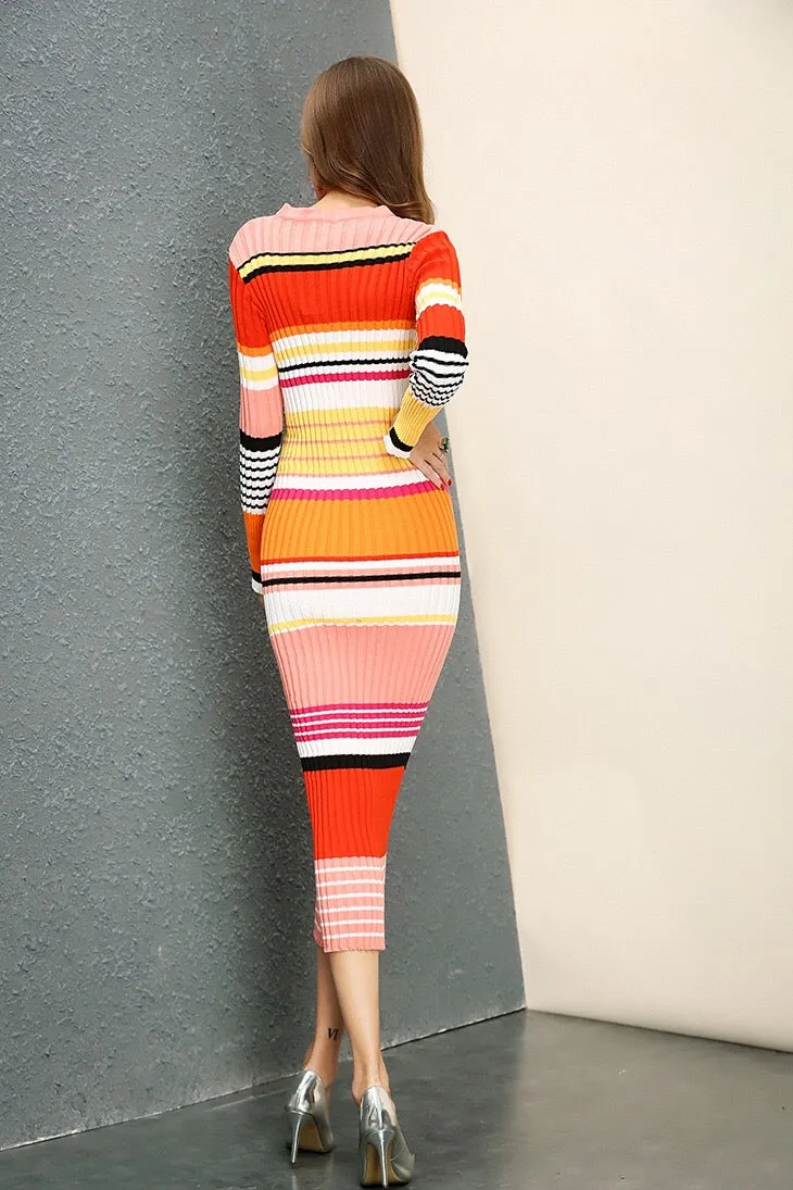 Rainbow Midi Sweater Dress