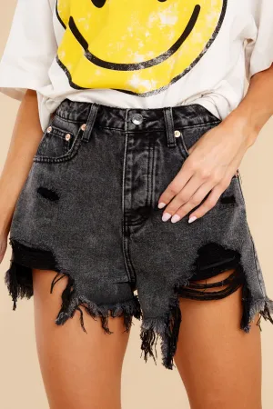 Risk Taker Black Distressed Denim Shorts