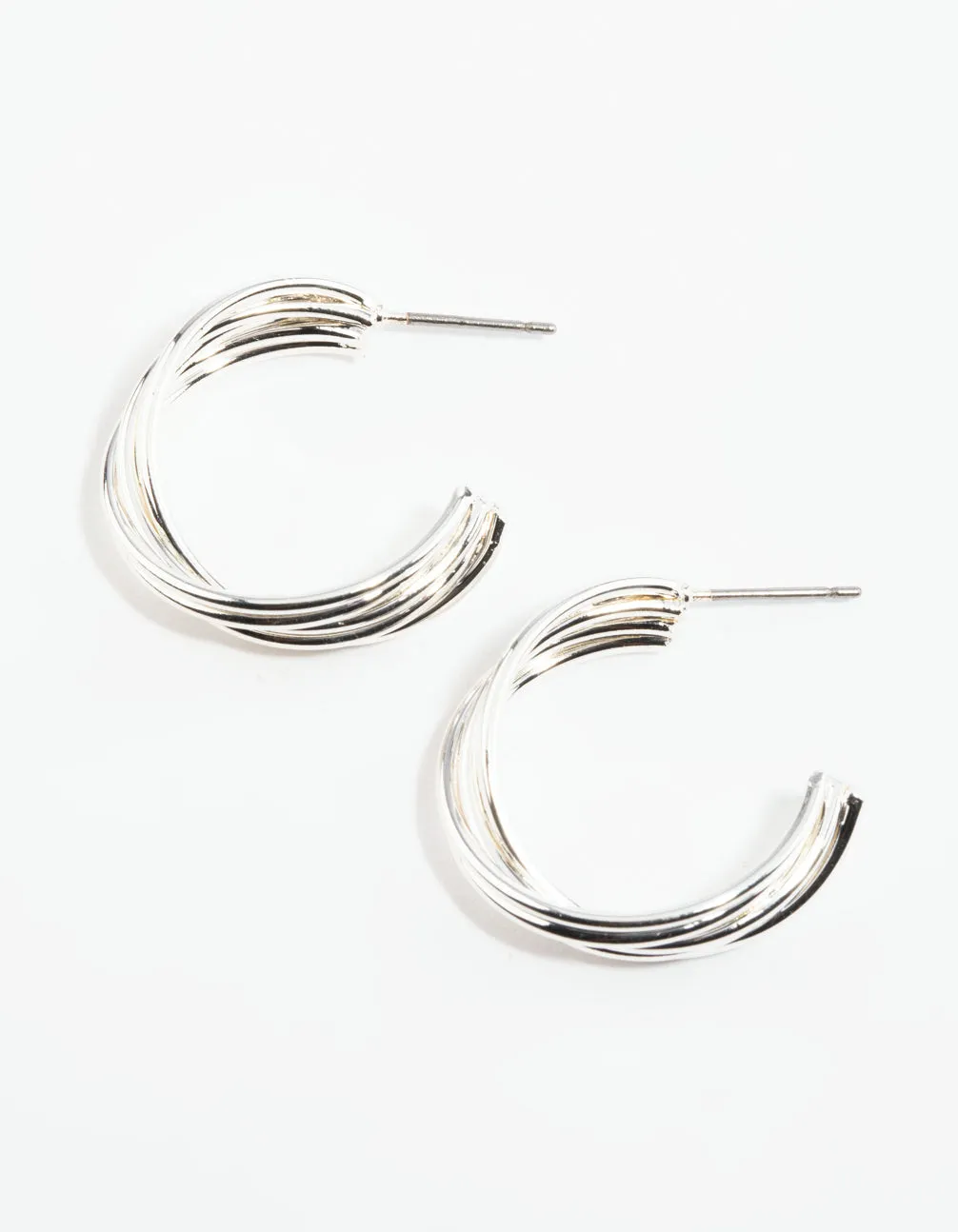 Silver Twisted Hoop Earrings