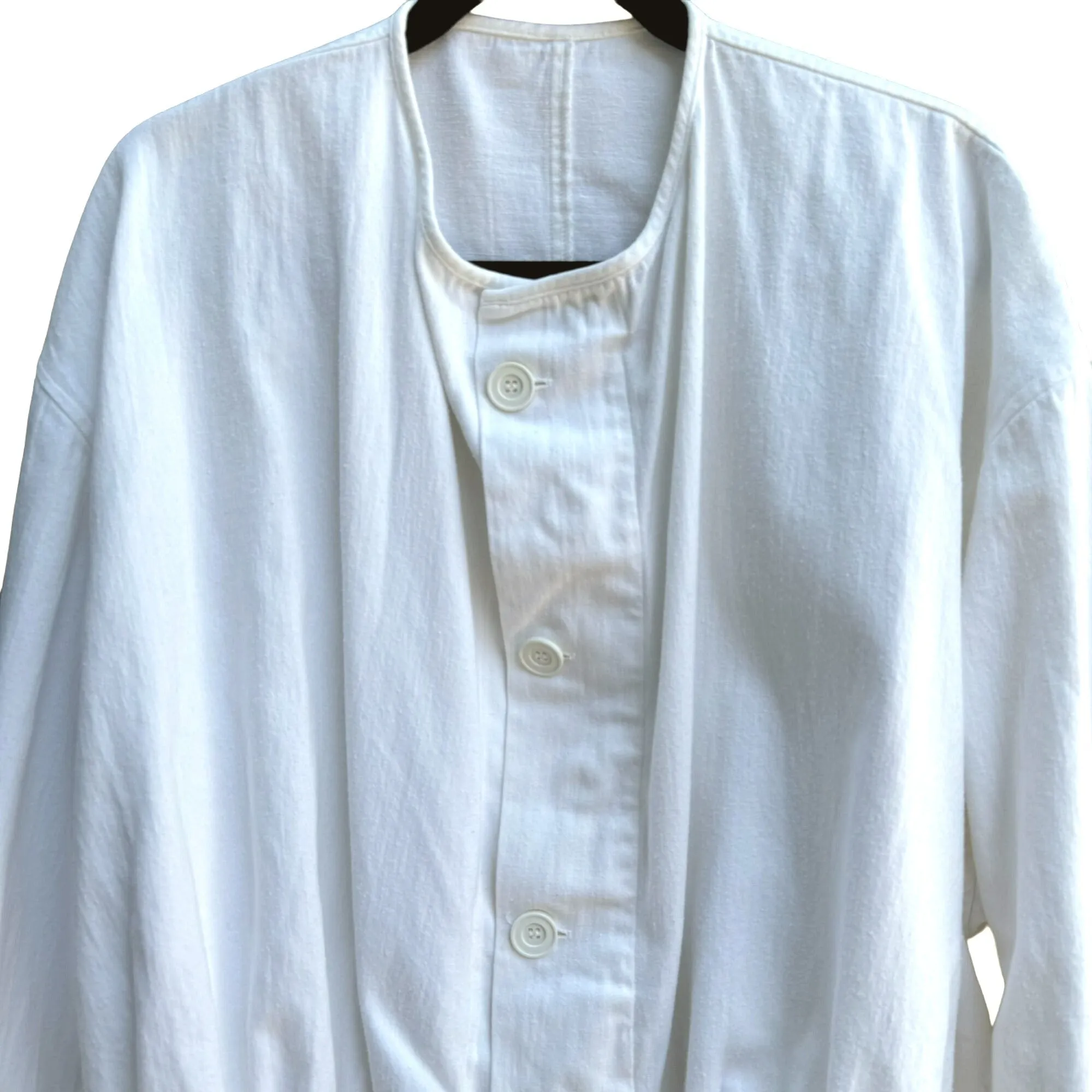 Tarzana Vintage 80s 90s White Button-Up Retro Oversized Drawstring Waist Jacket