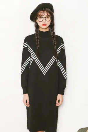 V Design Oversized Sweater Dress