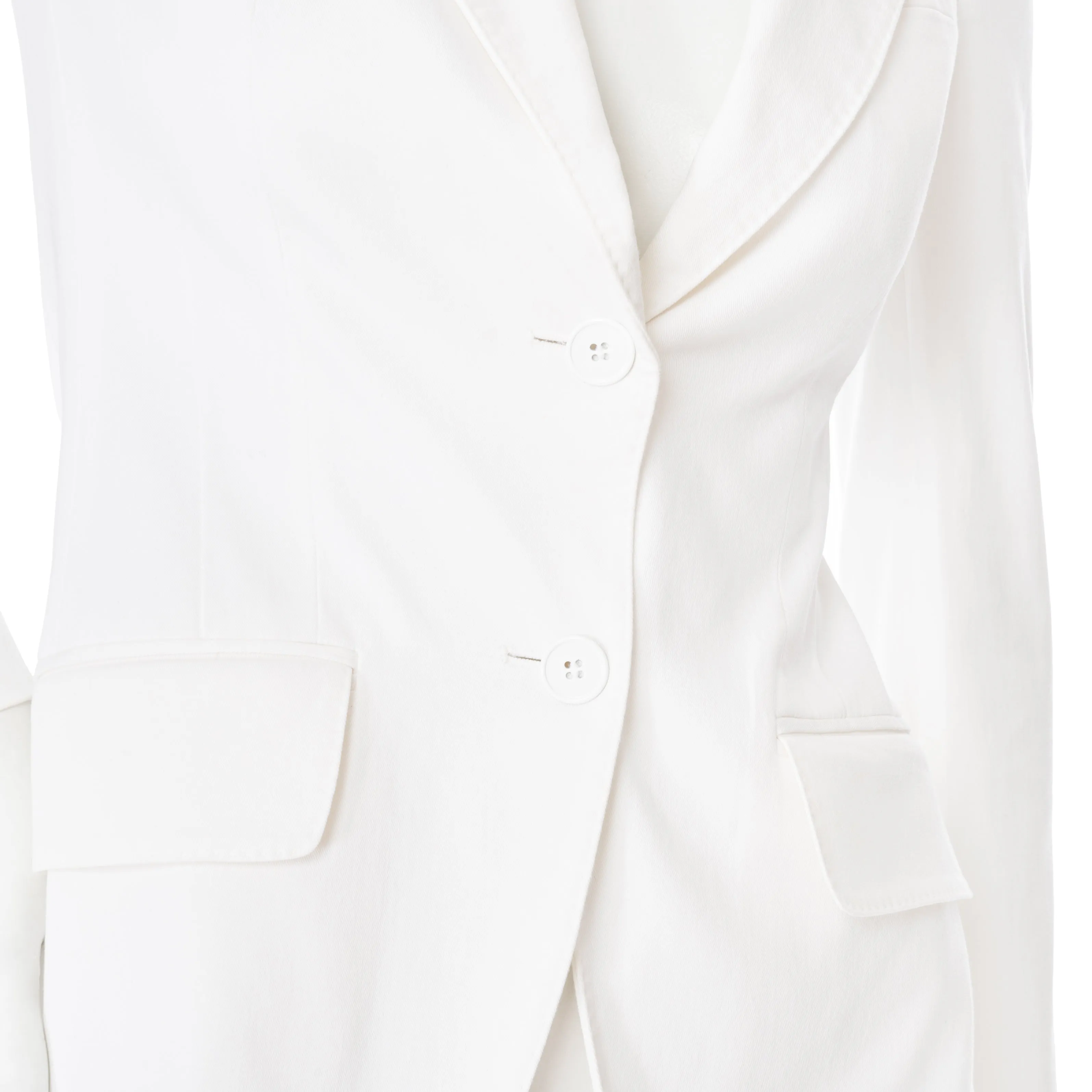 White Cotton Tailored Single-Breasted Blazer