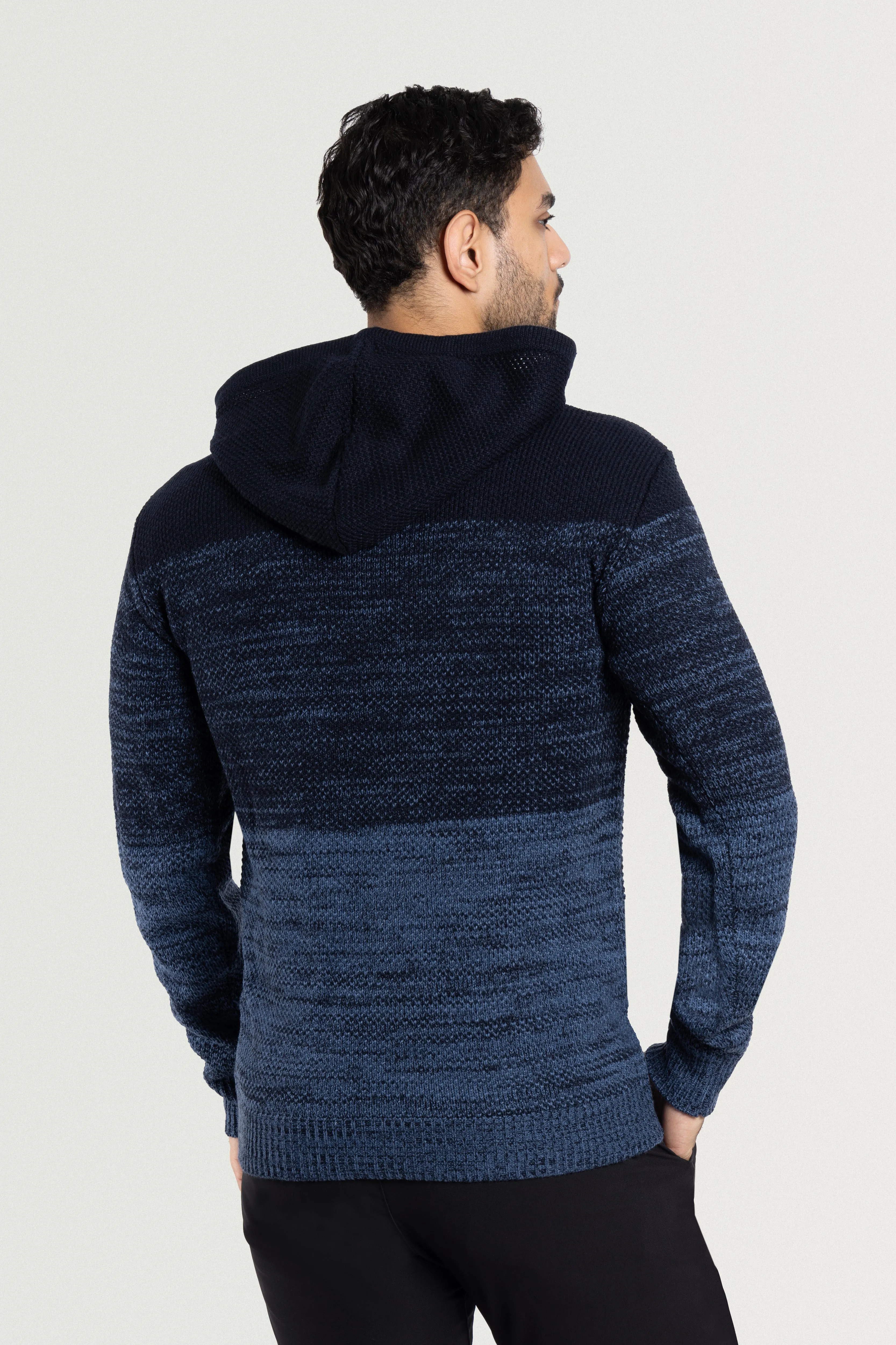 X RAY Men's Colorblock Knitted Pullover Hooded Sweater