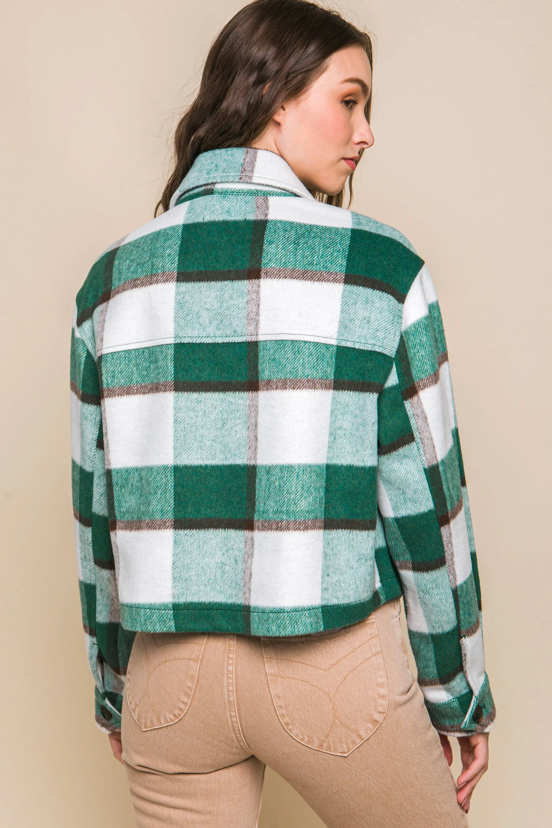 Yarn Dyed Plaid Button Up Jacket - 2 colors